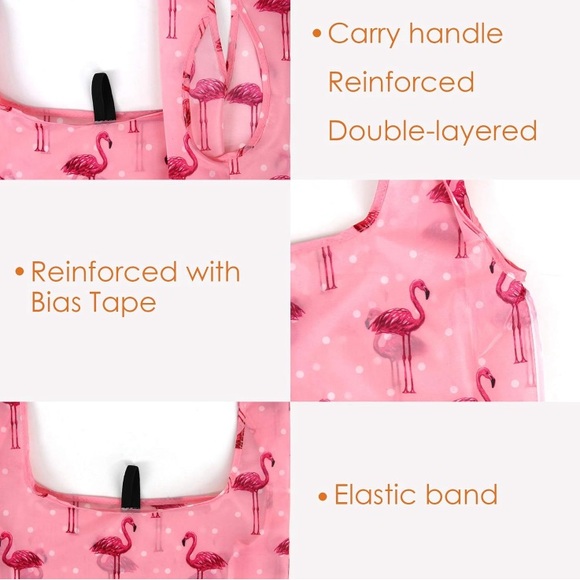 BeeGreen Flamingos w/ Pink Bag Reusable Grocery Bag/Reusable Shopping Bag - Picture 4 of 6